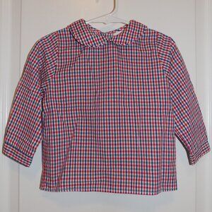 BAILEY BOYS Red Green Blue Plaid Check Peter Pan Collar Shirt 24M Holiday XMas